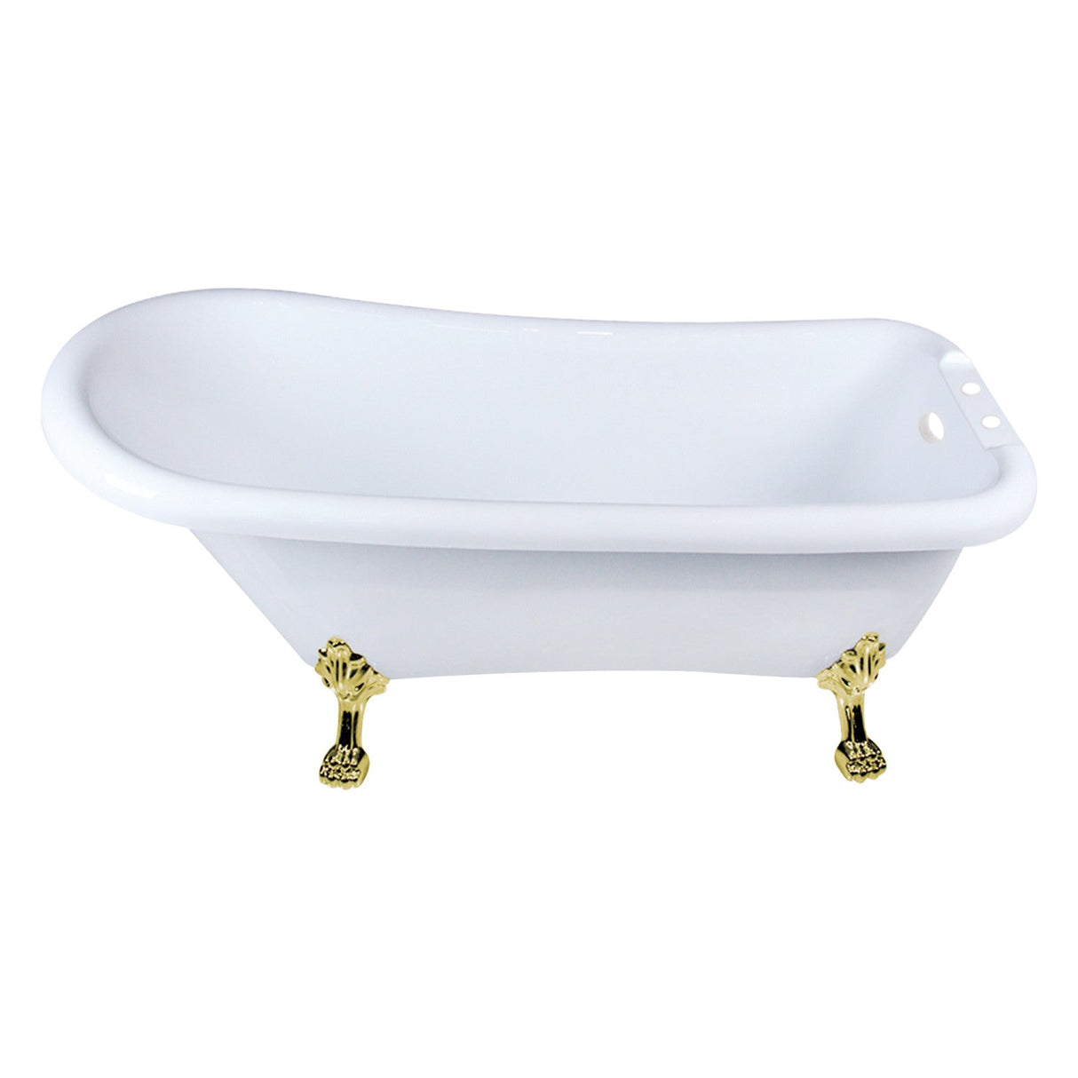 Aqua Eden VT7DE672826WAC2 67-Inch Acrylic Single Slipper Clawfoot Tub with 7-Inch Faucet Drillings, White/Polished Brass