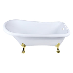 Aqua Eden VT7DE672826WAC2 67-Inch Acrylic Single Slipper Clawfoot Tub with 7-Inch Faucet Drillings, White/Polished Brass
