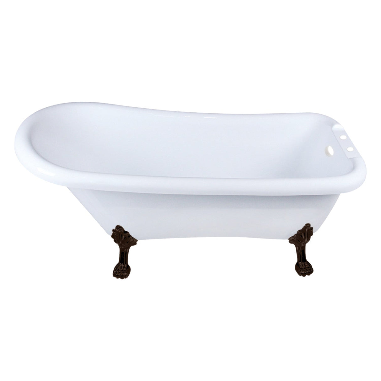 Aqua Eden VT7DE672826WAC5 67-Inch Acrylic Single Slipper Clawfoot Tub with 7-Inch Faucet Drillings, White/Oil Rubbed Bronze