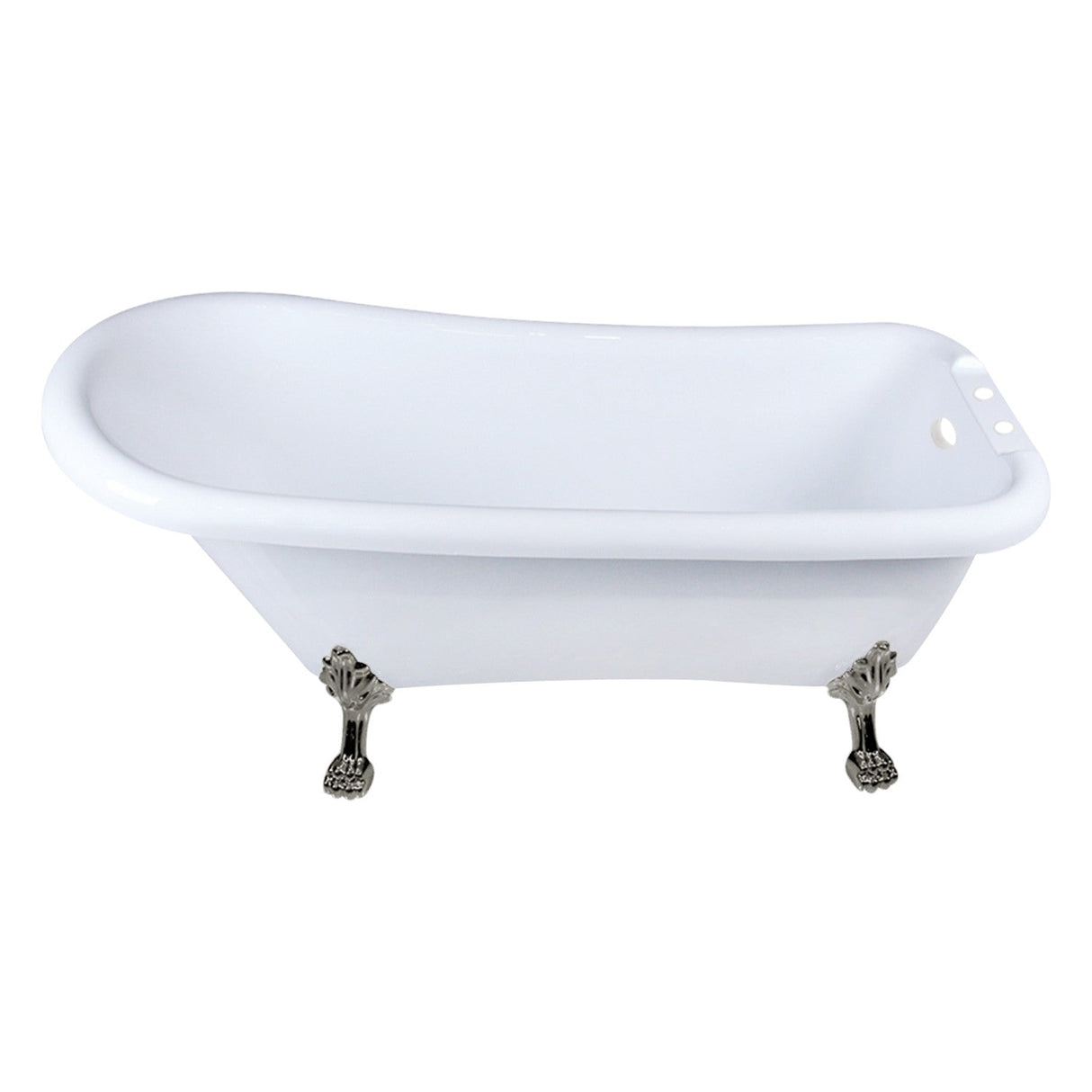 Aqua Eden VT7DE672826WAC8 67-Inch Acrylic Single Slipper Clawfoot Tub with 7-Inch Faucet Drillings, White/Brushed Nickel