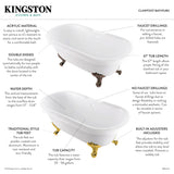 Aqua Eden VT7DS672924JNH2 67-Inch Acrylic Clawfoot Tub with 7-Inch Faucet Drillings, White/Polished Brass