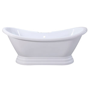 Aqua Eden VT7DS692828PBA 69-Inch Acrylic Double Slipper Pedestal Tub with 7-Inch Faucet Drillings, Glossy White