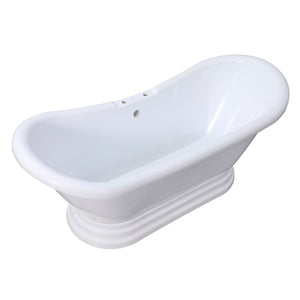 Aqua Eden VT7DS692828PBA 69-Inch Acrylic Double Slipper Pedestal Tub with 7-Inch Faucet Drillings, Glossy White