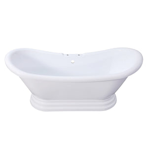 Aqua Eden VT7DS692828PBA 69-Inch Acrylic Double Slipper Pedestal Tub with 7-Inch Faucet Drillings, Glossy White