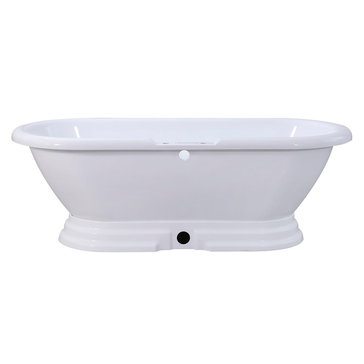 Aqua Eden VT7PE672824PBA 67-Inch Acrylic Double Ended Pedestal Tub with 7-Inch Faucet Drillings, Glossy White