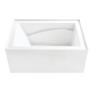Aqua Eden VTAM4832R22D 48-Inch Anti-Skid Acrylic 3-Wall Alcove Tub with Right Hand Drain, Glossy White