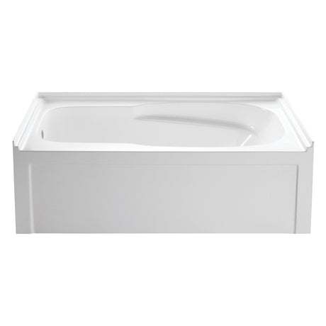 Aqua Eden VTAM6031L21A 60-Inch Anti-Skid Acrylic 3-Wall Alcove Tub with Arm Rest and Left Hand Drain, White