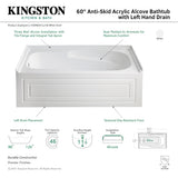 Aqua Eden VTAM6031L21B 60-Inch Anti-Skid Acrylic 3-Wall Alcove Tub with Arm Rest Left Hand Drain Hole, White
