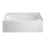 Aqua Eden VTAM6031L21B 60-Inch Anti-Skid Acrylic 3-Wall Alcove Tub with Arm Rest Left Hand Drain Hole, White