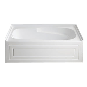 Aqua Eden VTAM6031L21B 60-Inch Anti-Skid Acrylic 3-Wall Alcove Tub with Arm Rest Left Hand Drain Hole, White