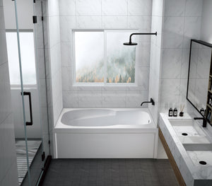 Aqua Eden VTAM6031R21A 60-Inch Anti-Skid Acrylic 3-Wall Alcove Tub with Arm Rest and Right Hand Drain, White