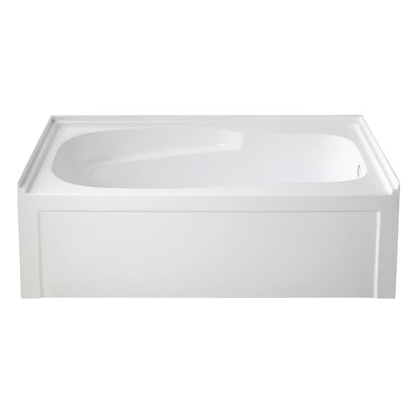 Aqua Eden VTAM6031R21A 60-Inch Anti-Skid Acrylic 3-Wall Alcove Tub with Arm Rest and Right Hand Drain, White