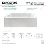 Aqua Eden VTAM6032L21 60-Inch Acrylic 3-Wall Alcove Tub with Left Hand Drain Hole, White