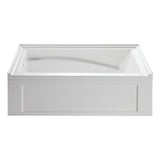 Aqua Eden VTAM6032L22B 60-Inch Anti-Skid Acrylic 3-Wall Alcove Tub with Arm Rest and Left Hand Drain, White