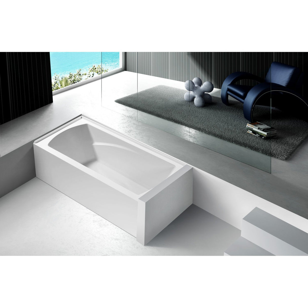 Aqua Eden VTAM6032R21 60-Inch Acrylic 3-Wall Alcove Tub with Right Hand Drain Hole, White