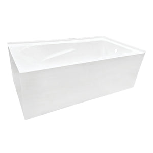 Aqua Eden VTAM6032R21TS 60-Inch Acrylic 2-Wall Corner Alcove Tub with Right Hand Drain Hole, White