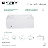 Aqua Eden VTAP543022L 54-Inch Acrylic 3-Wall Alcove Tub with Left Hand Drain Hole, White