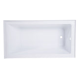Aqua Eden VTAP543022R 54-Inch Acrylic 3-Wall Alcove Tub with Right Hand Drain Hole, White