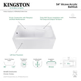 Aqua Eden VTAP543023L 54-Inch Acrylic 3-Wall Alcove Tub with Arm Rest and Left Hand Drain Hole, White
