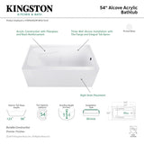 Aqua Eden VTAP543023R 54-Inch Acrylic 3-Wall Alcove Tub with Arm Rest and Right Hand Drain Hole, White