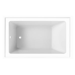 Aqua Eden VTAP5436L22 54-Inch Acrylic 3-Wall Alcove Tub with Left Hand Drain, Glossy White
