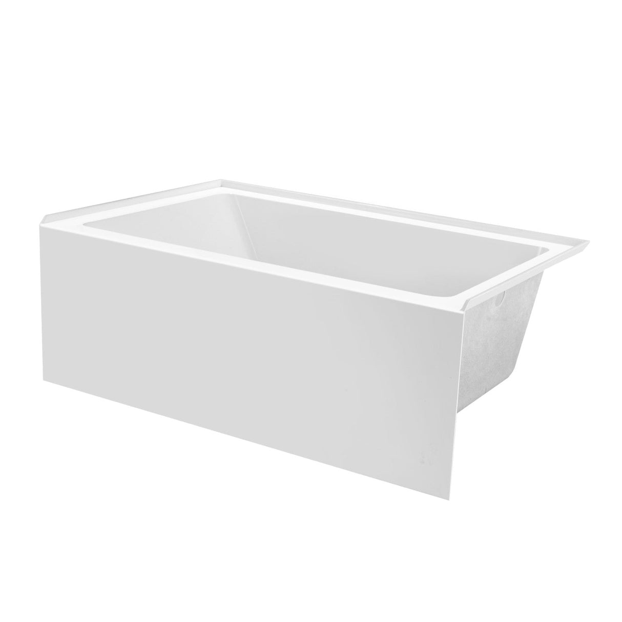 Aqua Eden VTAP5436R22 54-Inch Acrylic 3-Wall Alcove Tub with Right Hand Drain, Glossy White