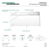 Aqua Eden VTAP603022L 60-Inch Acrylic Anti-Skid 3-Wall Alcove Tub with Left Hand Drain Hole, White
