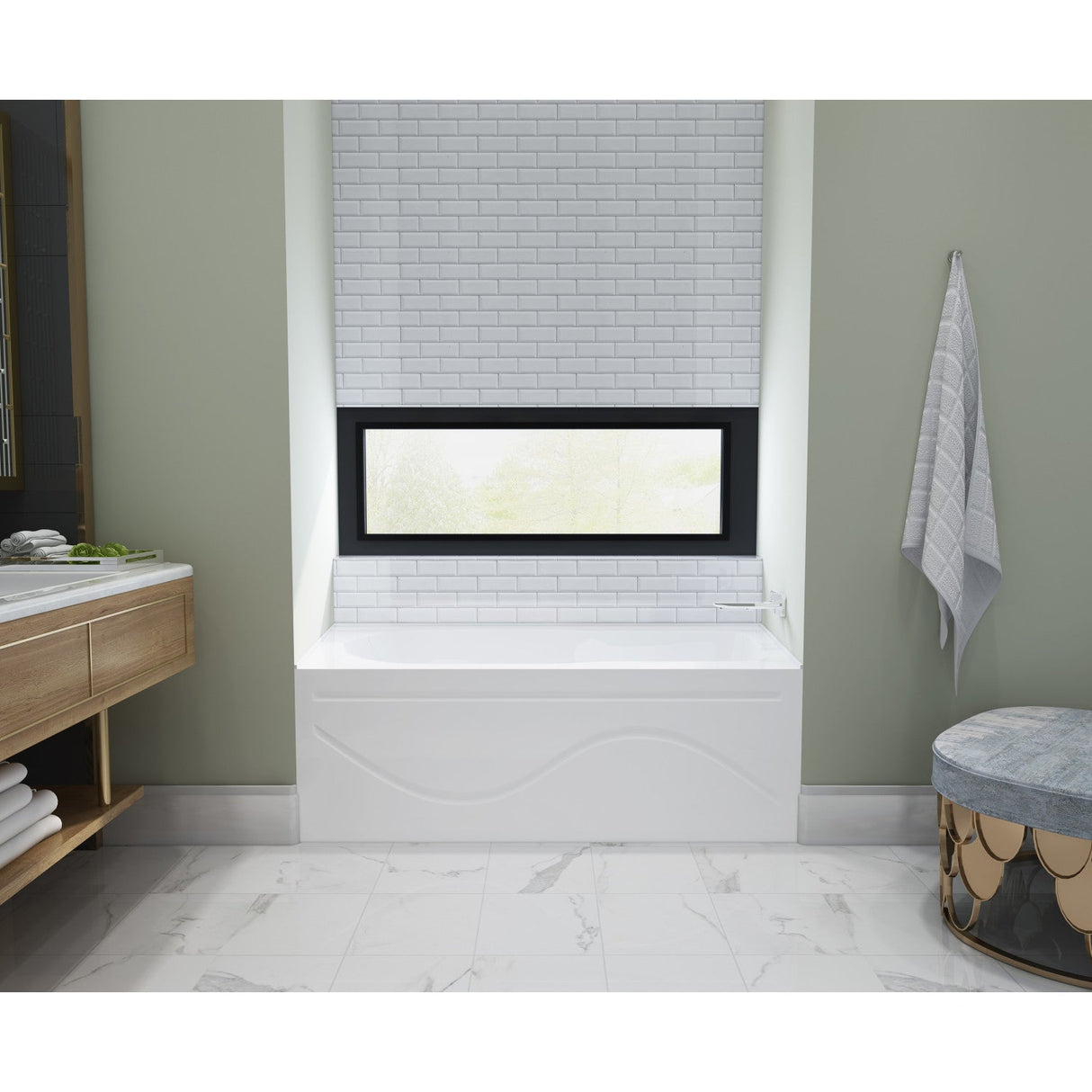 Aqua Eden VTAP603022R 60-Inch Acrylic Anti-Skid 3-Wall Alcove Tub with Right Hand Drain Hole, White