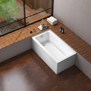 Aqua Eden VTAP6030L22TS 60-Inch Acrylic 2-Wall Corner Alcove Tub with Left Hand Drain Hole, White
