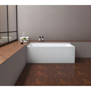 Aqua Eden VTAP6030L22TS 60-Inch Acrylic 2-Wall Corner Alcove Tub with Left Hand Drain Hole, White