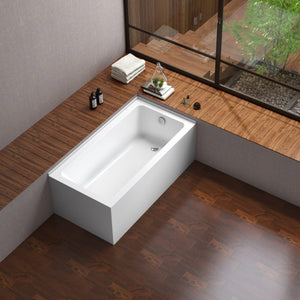 Aqua Eden VTAP6030R22TS 60-Inch Acrylic 2-Wall Corner Alcove Tub with Right Hand Drain Hole, White
