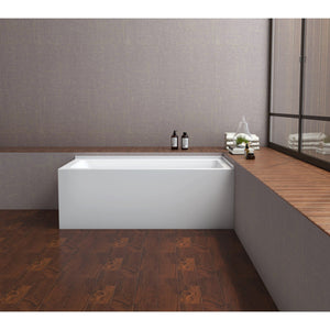 Aqua Eden VTAP6030R22TS 60-Inch Acrylic 2-Wall Corner Alcove Tub with Right Hand Drain Hole, White
