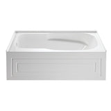 Aqua Eden VTAP6031L21C 60-Inch Anti-Skid Acrylic 3-Wall Alcove Tub with Left Hand Drain Hole, White