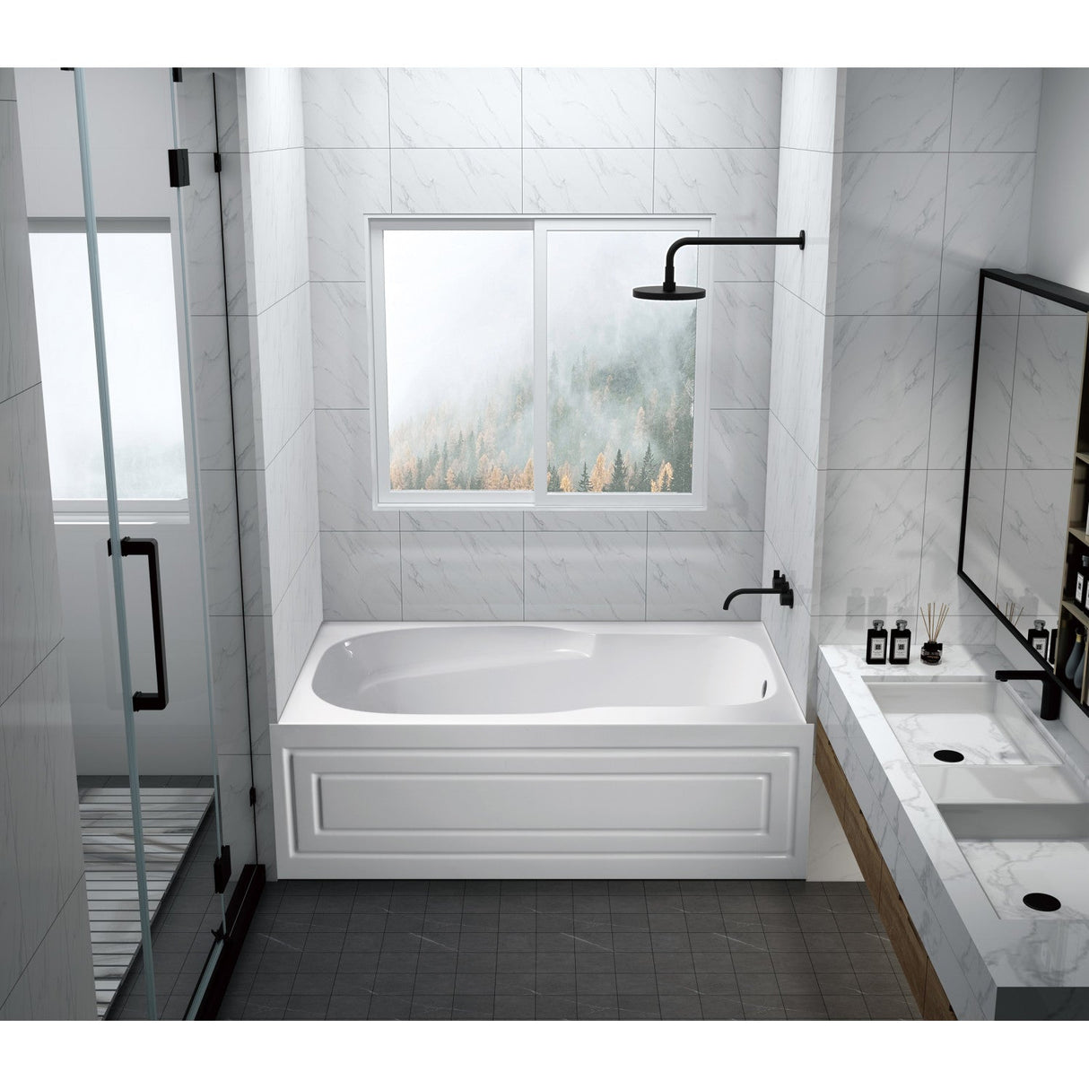 Aqua Eden VTAP6031R21C 60-Inch Anti-Skid Acrylic 3-Wall Alcove Tub with Right Hand Drain Hole, White