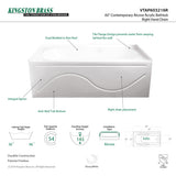 Aqua Eden VTAP603216R 60-Inch Acrylic Anti-Skid 3-Wall Alcove Tub with Right Hand Drain Hole, White