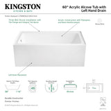 Aqua Eden VTAP6032L22 60-Inch Acrylic 3-Wall Alcove Tub with Left Hand Drain Hole, Glossy White