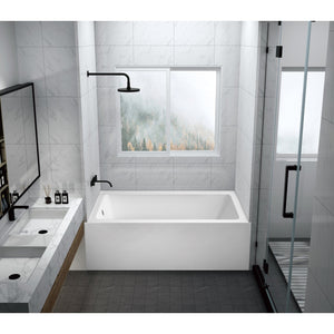 Aqua Eden VTAP6032L22C 60-Inch Anti-Skid Acrylic 3-Wall Alcove Tub with Left Hand Drain Hole, White