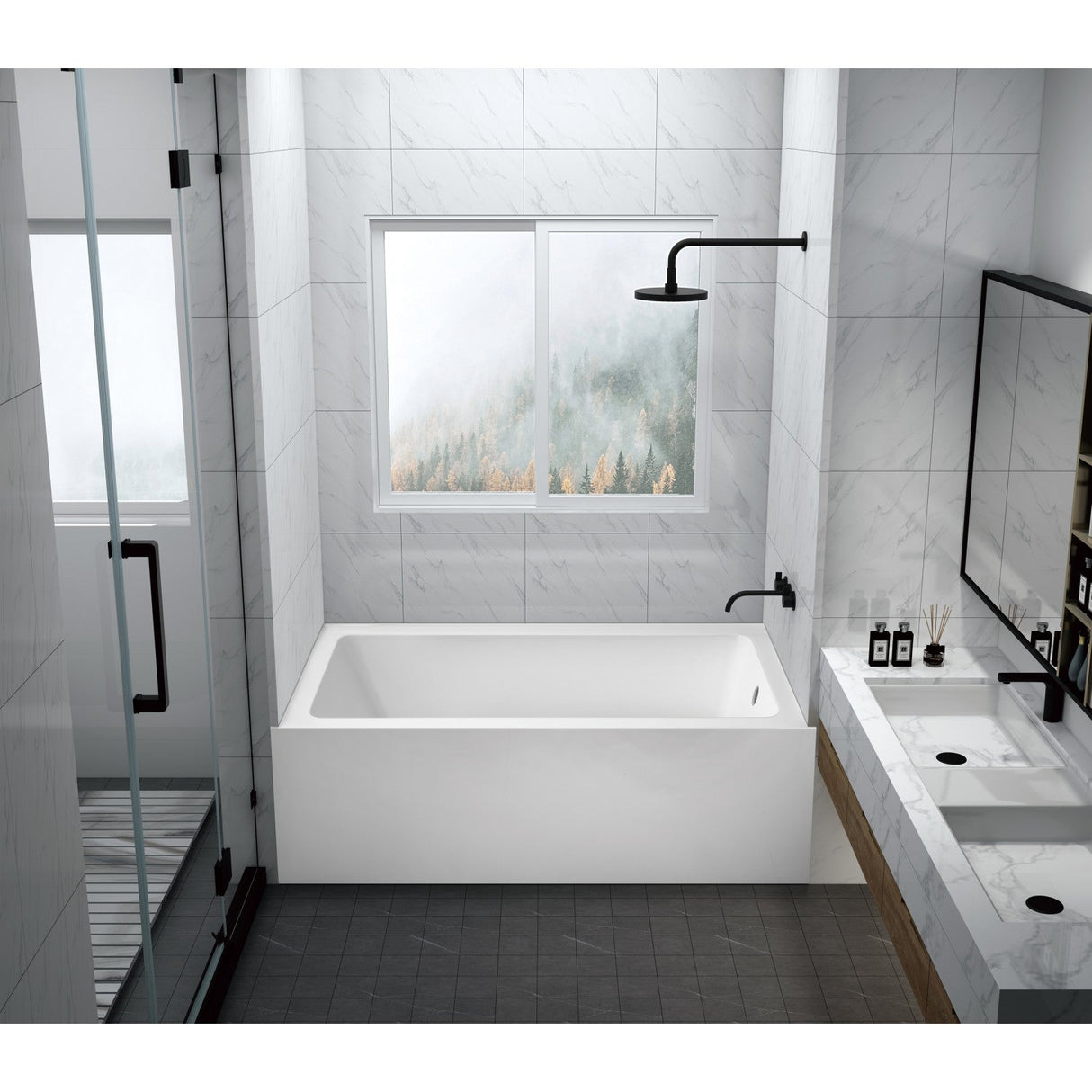 Aqua Eden VTAP6032R22C 60-Inch Anti-Skid Acrylic 3-Wall Alcove Tub with Right Hand Drain Hole, White