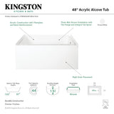 Aqua Eden VTDE483222R 48-Inch 3-Wall Alcove Tub with Right Hand Drain Hole, White