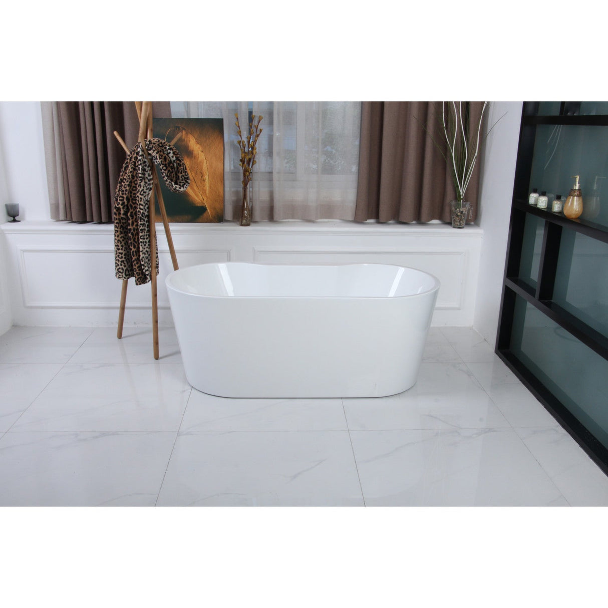 Aqua Eden VTDE512823 51-Inch Acrylic Freestanding Tub with Drain, Glossy White