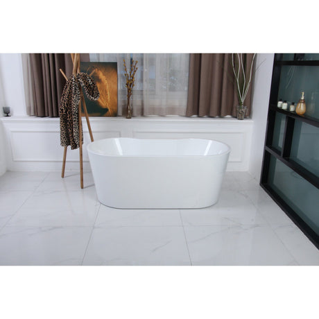 Aqua Eden VTDE512823 51-Inch Acrylic Freestanding Tub with Drain, Glossy White