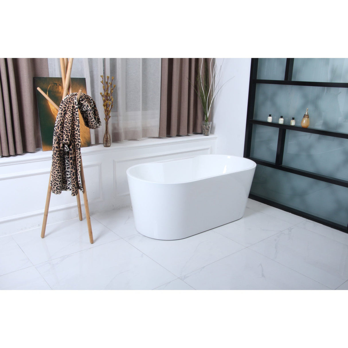 Aqua Eden VTDE552823 55-Inch Acrylic Freestanding Tub with Drain, Glossy White