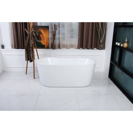 Aqua Eden VTDE552823 55-Inch Acrylic Freestanding Tub with Drain, Glossy White