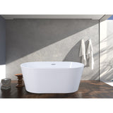 Aqua Eden VTDE563224BA 56-Inch Acrylic Freestanding Tub with Drain, Glossy White