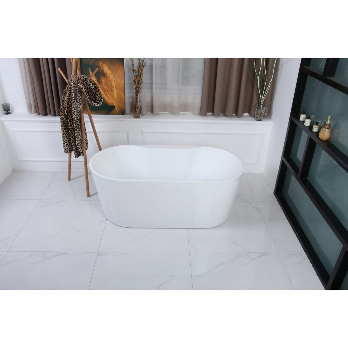 Aqua Eden VTDE593023 59-Inch Acrylic Freestanding Tub with Drain, Glossy White