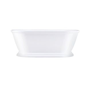 Aqua Eden VTDE602824 60-Inch Acrylic Double Ended Pedestal Tub with Square Overflow and Pop-Up Drain, White