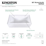 Aqua Eden VTDE603121R 60-Inch Acrylic 3-Wall Alcove Tub with Right Hand Drain Hole, White