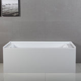 Aqua Eden VTDE603122L 60-Inch Acrylic 3-Wall Alcove Tub with Left Hand Drain Hole, White