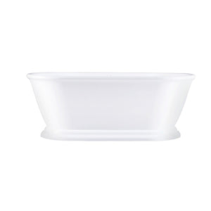 Aqua Eden VTDE663124 66-Inch Acrylic Double Ended Pedestal Tub with Square Overflow and Pop-Up Drain, White