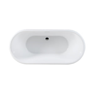 Aqua Eden VTDE713224 71-Inch Acrylic Double Ended Pedestal Bathtub with Drain, Glossy White